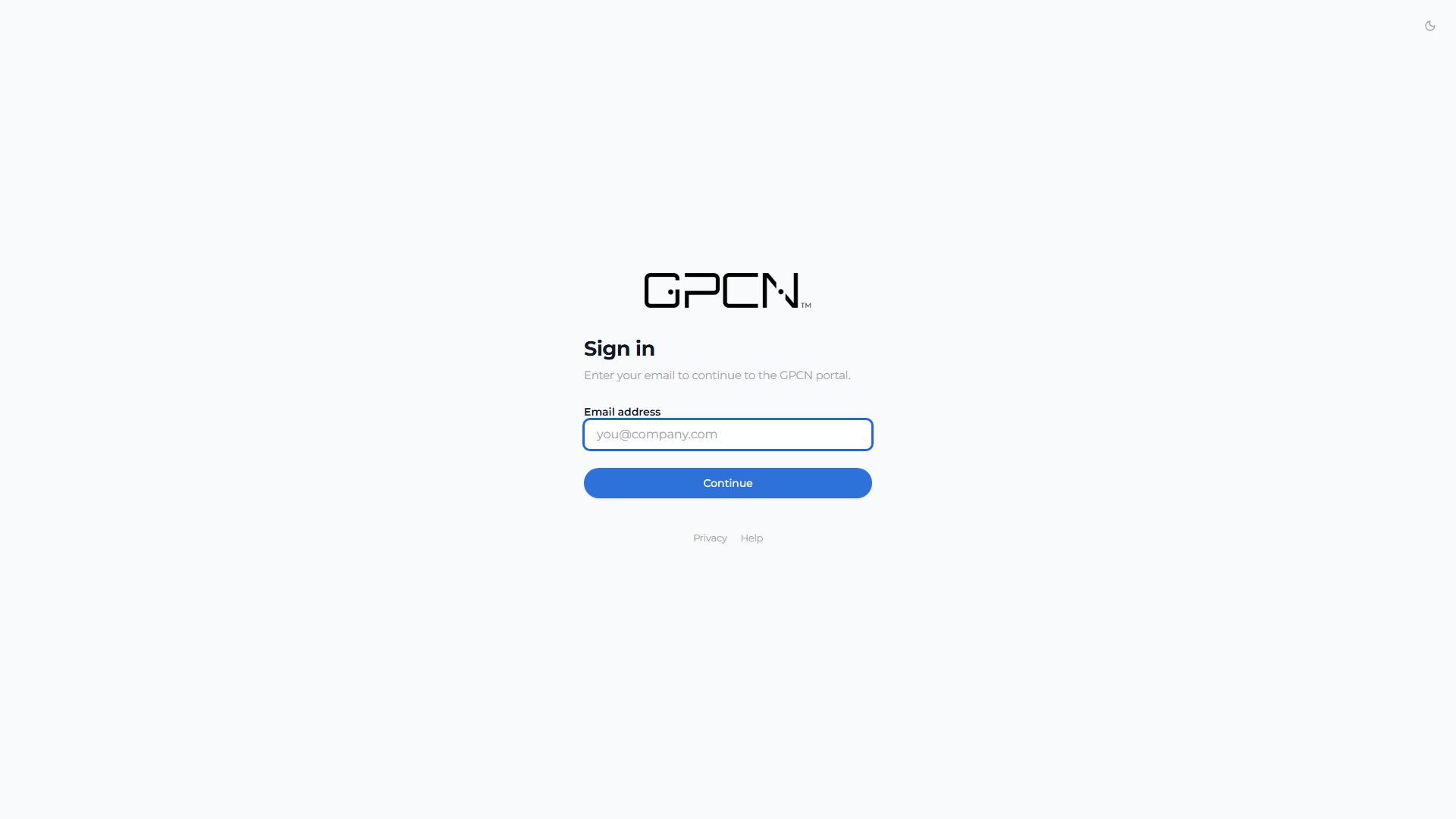 Sign-in page asking for an email address