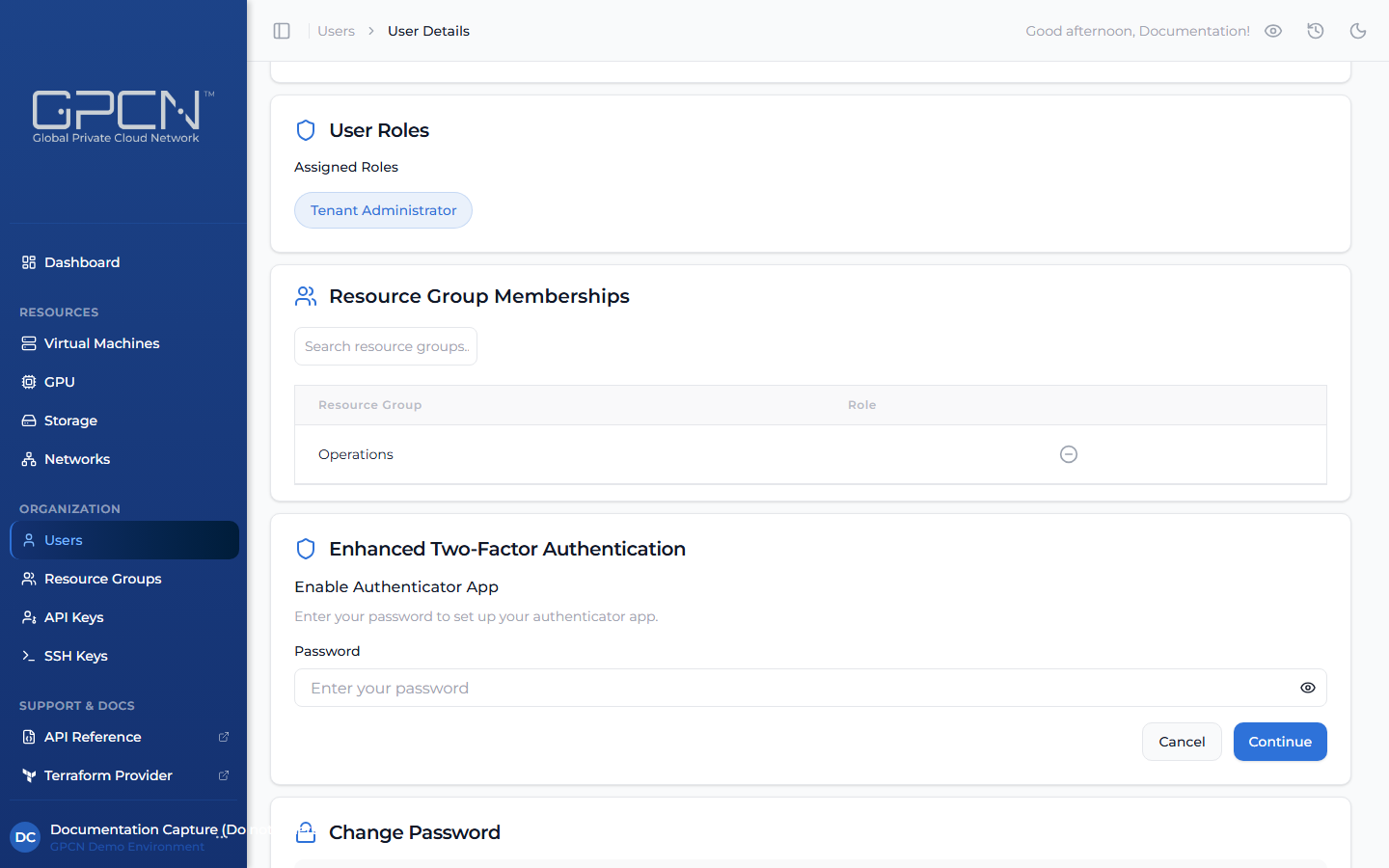 Enable Authenticator App — password confirmation step