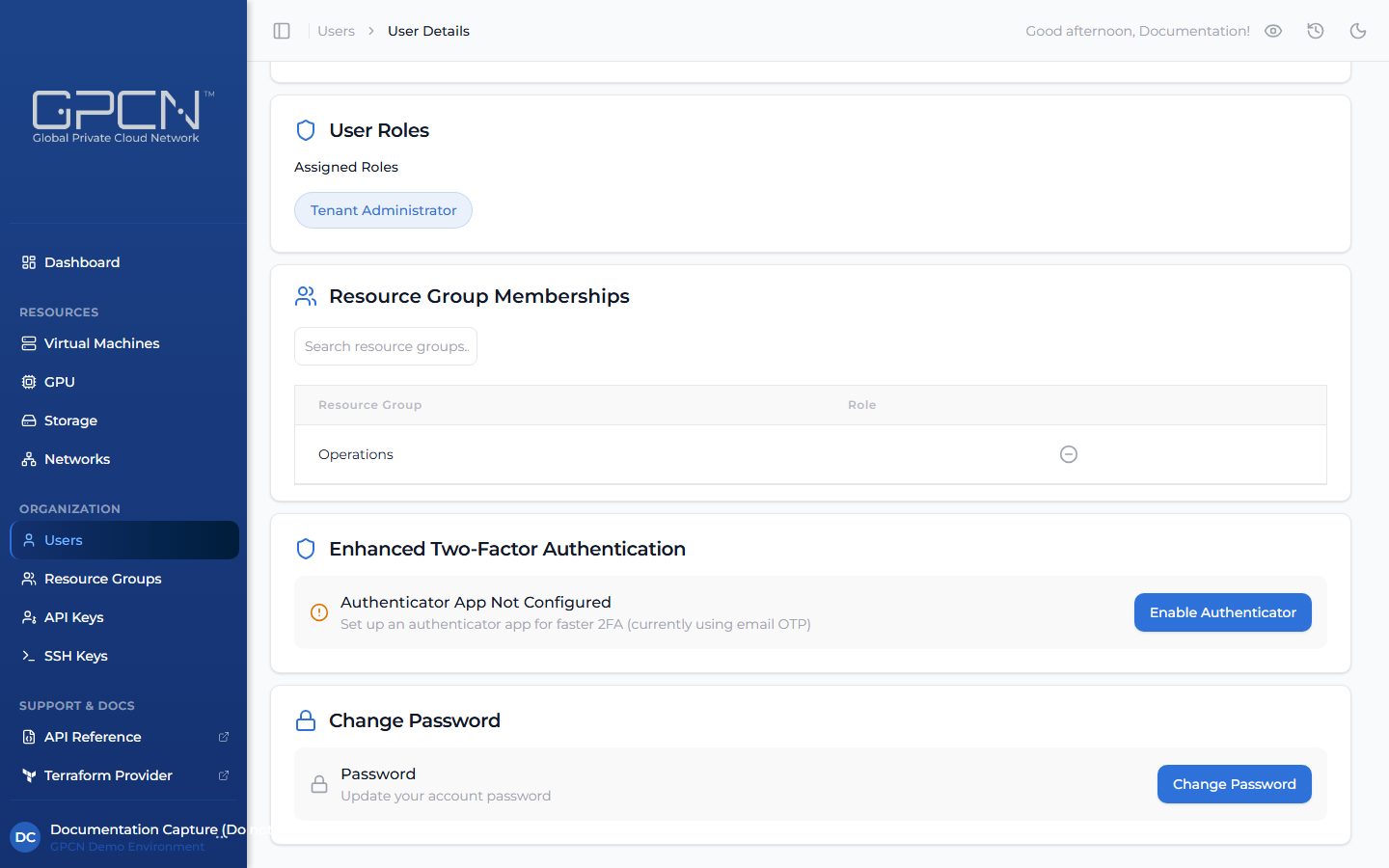 Enhanced Two-Factor Authentication card on the Profile page