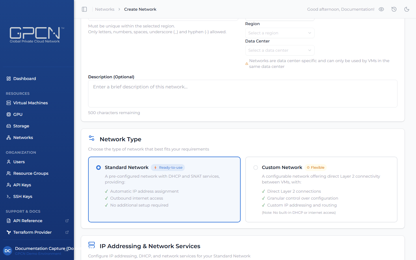 Network Type selection
