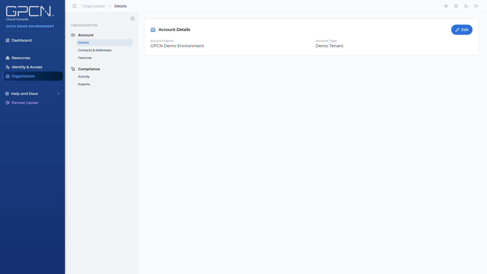Account details page