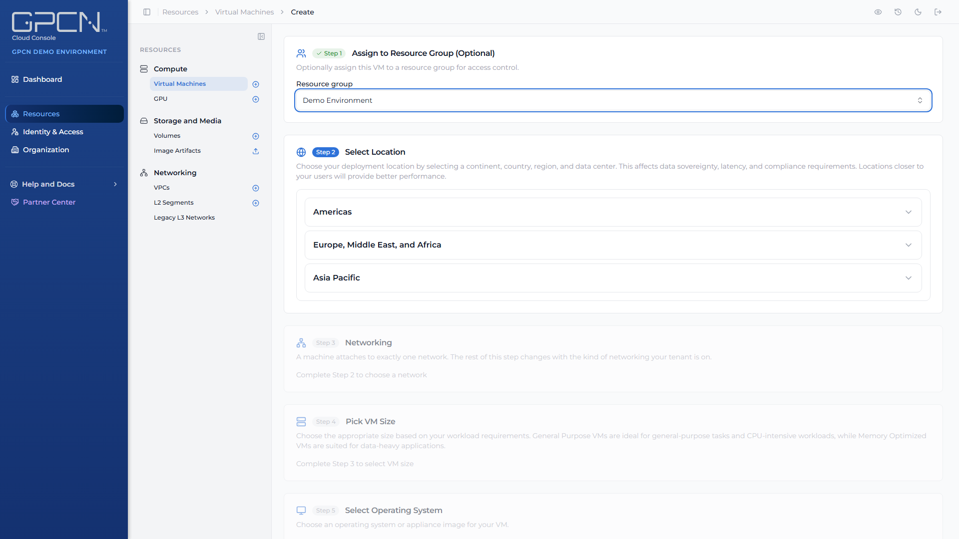 Create VM step 1, resource group