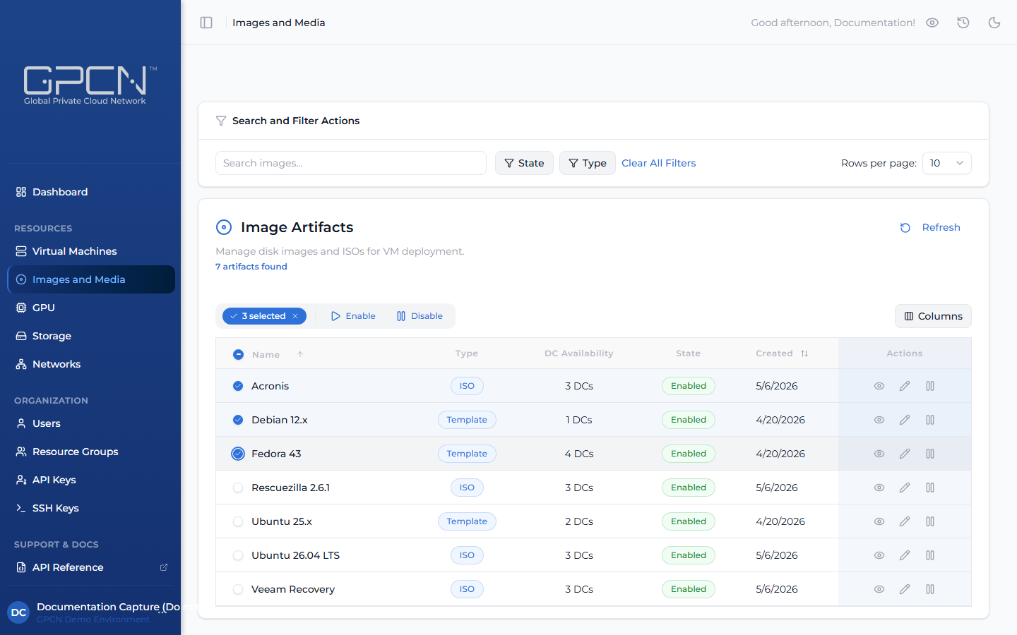 Bulk actions on selected images