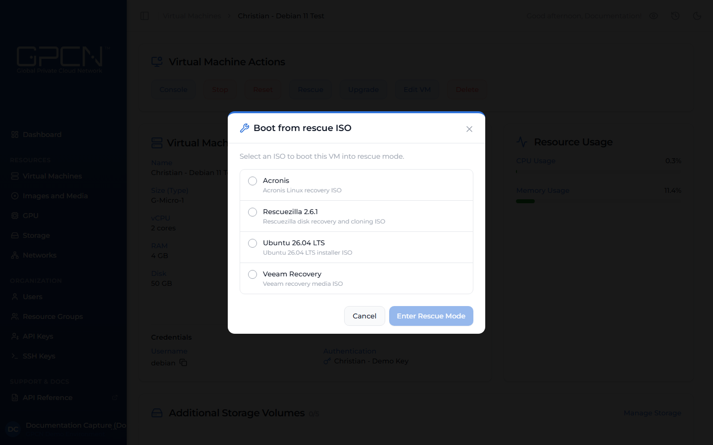 Rescue Mode ISO selection dialog
